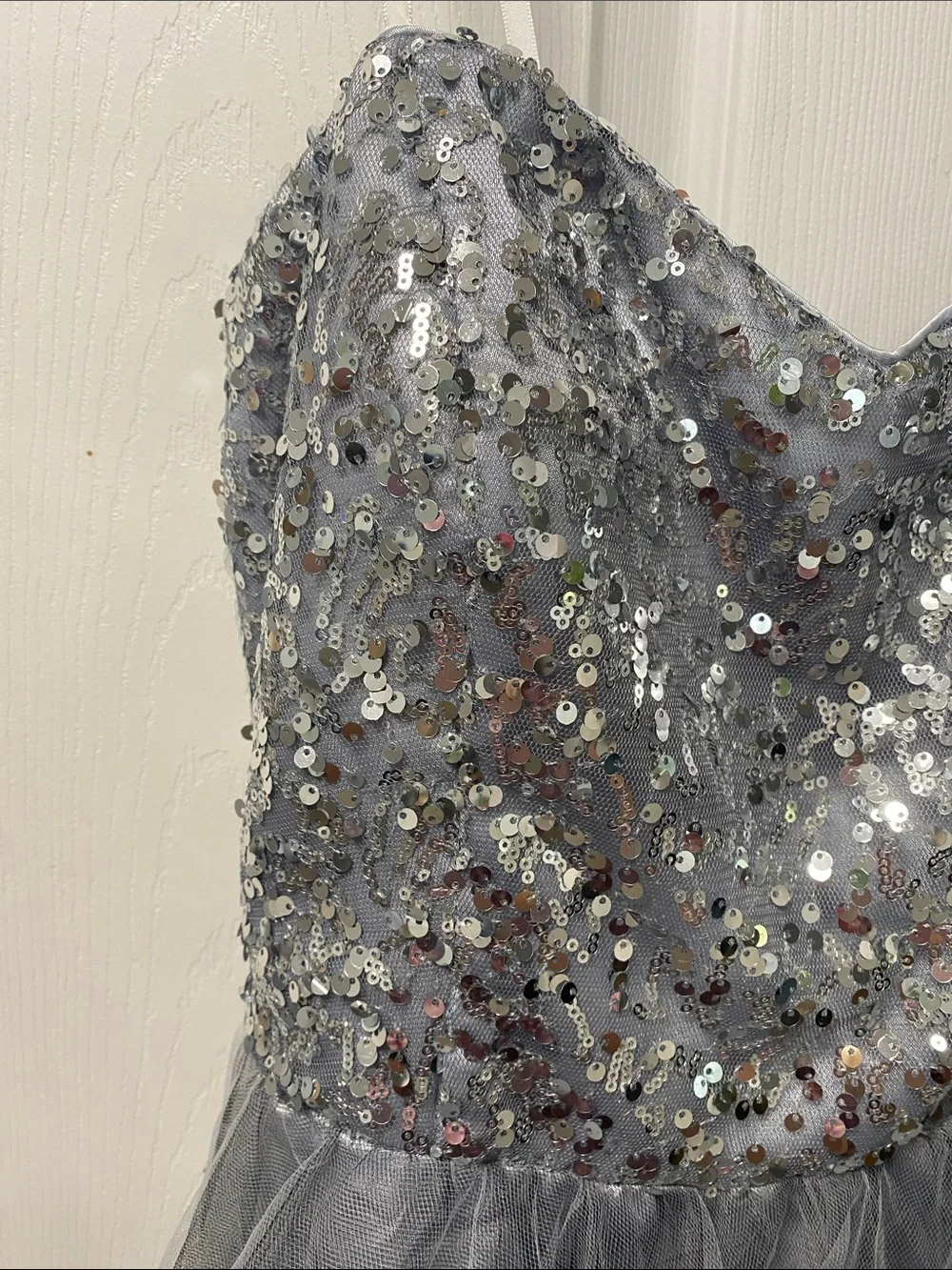 Sparkle Strapless Girls' Grey Sequin Tulle Dress